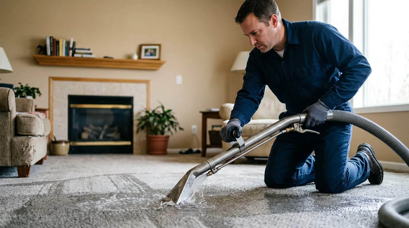 Water damage restoration technician working near Acra, NY